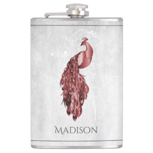 Petaca Rojo Elegante Peacock Flask
