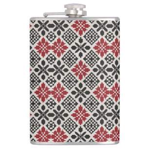 Petaca Rojo negro blanco Keffiyeh Folclor del patrón folc