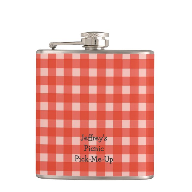 Petaca Rojo personalizado y frasco retro comprobado (Anverso)