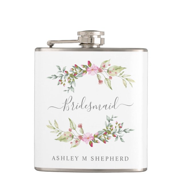 Petaca Romantic Wreath in Pink for Bridesmaids (Anverso)