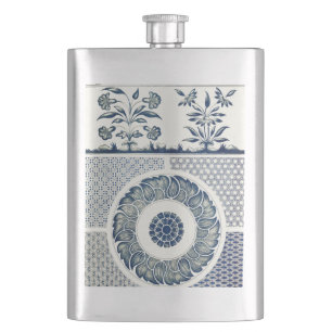 Petaca Ronda azul blanca floral china