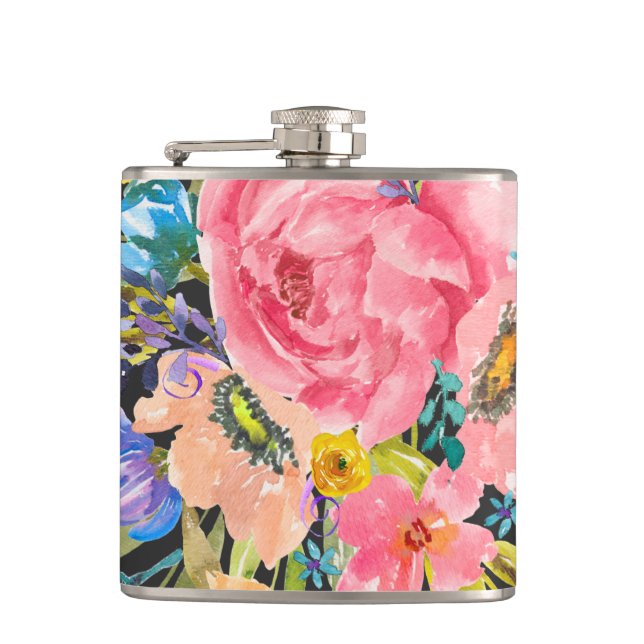 Petaca Rosa acuarela Floral Bouquet (Anverso)