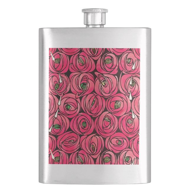 Petaca Rosa Art Nouveau Rennie Macintosh Graphic (Anverso)