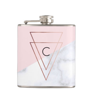 Petaca rosa de mármol blanco de los triángulos color de