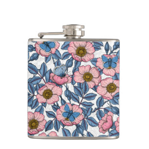 Petaca Rosa de perro y mariposas