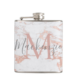 Petaca Rosa elegante Relieve metalizado dorado Monograma 