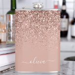 Petaca Rosa Oro Rubor Purpurina rosa Personalizado Monogr<br><div class="desc">Oro Rosa - Purpurina de espuma rosada de Rubor Cepillado Nombre de monograma Metalizado y máscara de Fiesta inicial. Esto hace que el dulce perfecto cumpleaños 16, boda, ducha de novia, aniversario, ducha de bebé o fiesta de soltera sea regalo para alguien que ama el lujo glam y los estilos...</div>