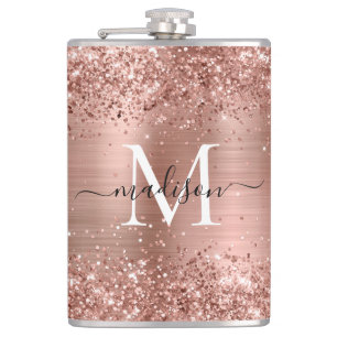 Petaca Rosa Purpurina dorado Esparkle Monograma Acero cep