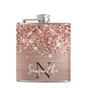 Petaca Rosa Purpurinoso Gold Glam Monogrammed
