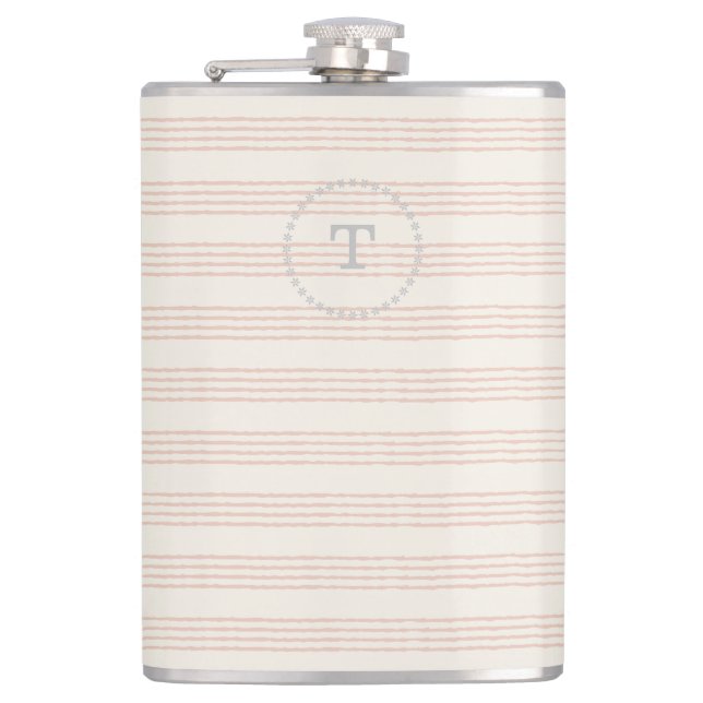 Petaca Rosa turbio Monograma moderno Nombre Boho Strip (Anverso)