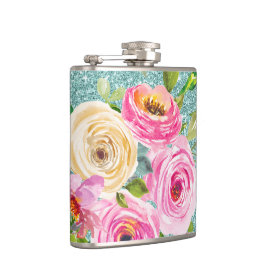 Petaca Rosas acuáticos en el Purpurina de Aqua rosa y Cre