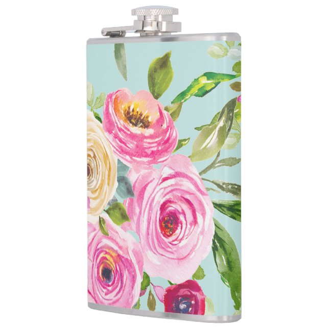 Petaca Rosas acuáticos en rosa y crema en Aqua (Izquierda)