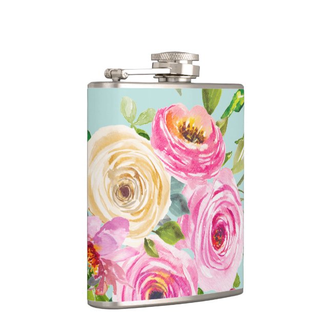 Petaca Rosas acuáticos en rosa y crema en Aqua (Derecha)