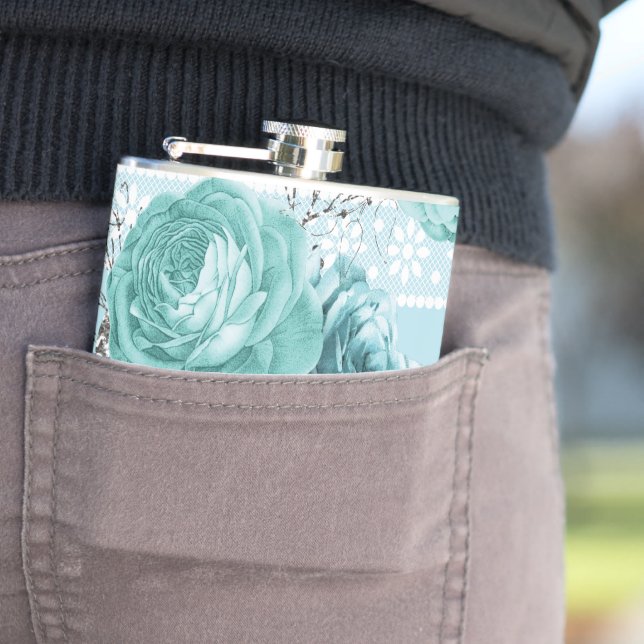 Petaca Rosas azules con encaje (In Situ)