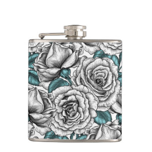 Petaca Rosas blancas con hojas azules