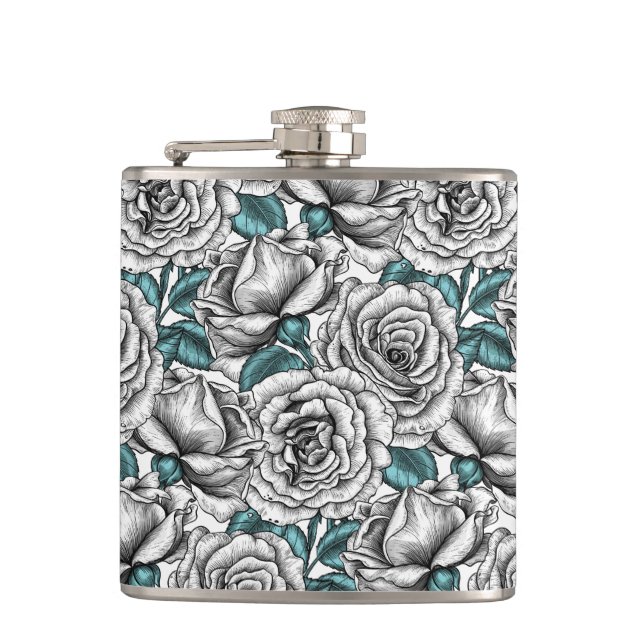 Petaca Rosas blancas con hojas azules (Anverso)