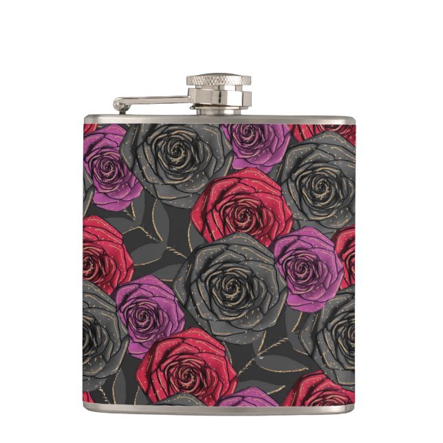 Petaca Rosas DE PURPLE ROJO NEGRO HALLOWEEN (Anverso)