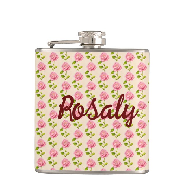 Petaca Rosen Muster rosa pink (Anverso)