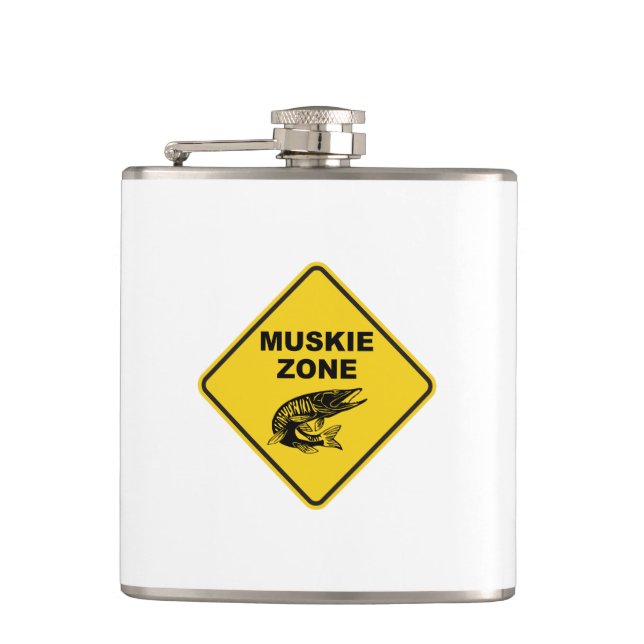 Petaca Rótulo de la zona de pesca Muskie (Anverso)