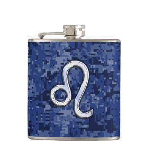 Petaca Rótulo Leo Zodiac en Camuflaje Digital Azul