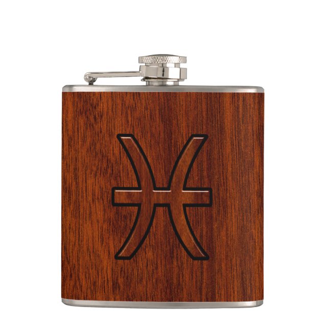 Petaca Rótulo Zodiac Estilo de grano de madera rico de ca (Anverso)