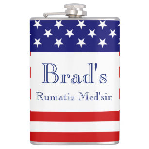 Petaca Rumatiz Medsin de nombre personalizado con bandera