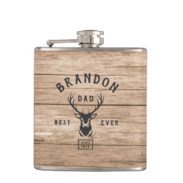 Petaca Rustic Modern BEST DAD NUNCA Nombre Personalizado 