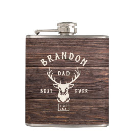 Petaca Rustic Modern BEST DAD NUNCA Nombre personalizado 