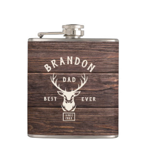 Petaca Rustic Modern BEST DAD NUNCA Nombre personalizado