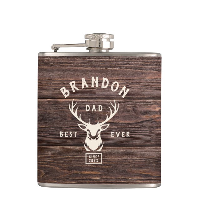 Petaca Rustic Modern BEST DAD NUNCA Nombre personalizado  (Anverso)