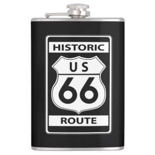 Petaca Ruta 66 de EE.UU.: emblema clásico negro históri