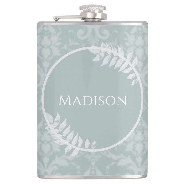 Petaca Sage Green Elegant Damask Flask (Anverso)