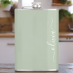 Petaca Sage Green Minimalista Moderno Monograma elegante<br><div class="desc">Presentamos nuestra elegante colección de monogramas Minimalistas y ecológicos: eleve su estética con serenidad sofisticada y elegancia intemporal. Nuestra colección muestra diseños minimalistas en un ambiente tranquilo y verde, complementado con refinados monogramas adaptados a su estilo personal. Desde papel pulido hasta accesorios versátiles, cada pieza de nuestra colección está meticulosamente...</div>