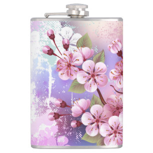 Petaca Sakura rosa sobre fondo de pintura