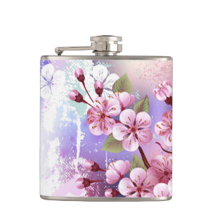 Petaca Sakura rosa sobre fondo de pintura