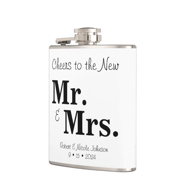 Petaca Saludos al nuevo señor y Sra. Vinyl Wrapped Flask (Izquierda)