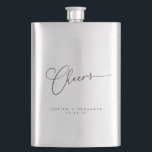 Petaca Saludos Minimal Black Script Custom Wedding<br><div class="desc">Saludos Minimalistas Black Script Custom Wedding Flask</div>