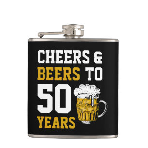 Petaca Saludos y cervezas a 50 años 50 cumpleaños