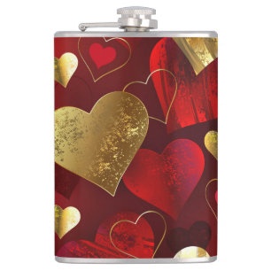 Petaca San Valentín dorados y rojos