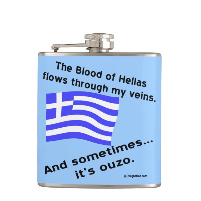 Petaca Sangre de Hellas y Ouzo (Anverso)