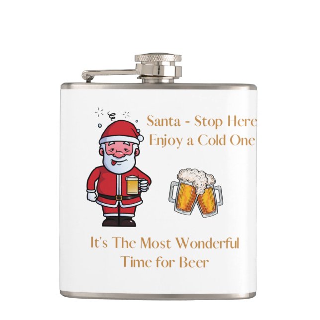 Petaca Santa - Para aquí, disfruta de una fría en (Anverso)