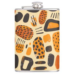 Petaca "Savanna Pop: Vibes tribales en Naranja y negro"