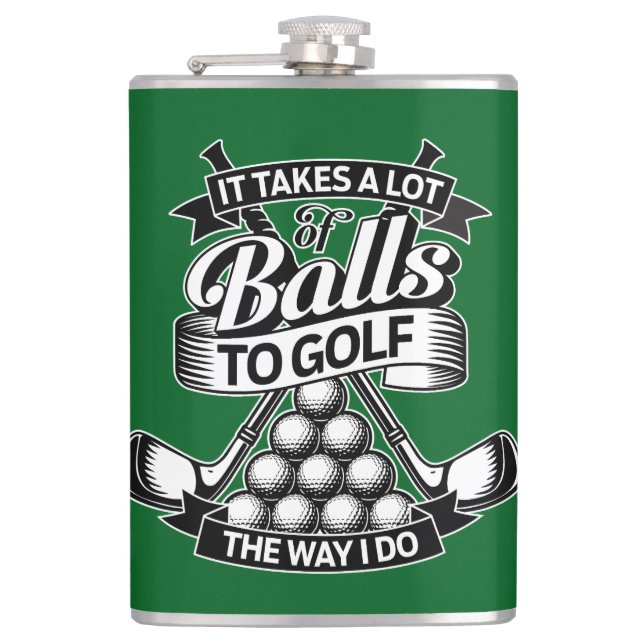 Petaca Se Necesitan Muchas Bolas - golf divertido (Anverso)
