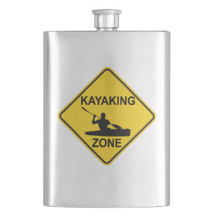 Petaca Señal de carretera de zona de kayak