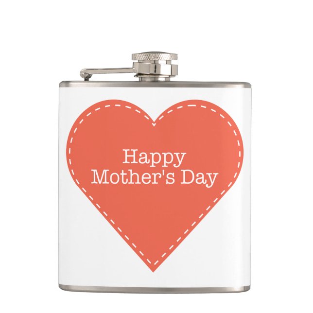 Petaca Sencillo corazón feliz del día de la madre (Anverso)