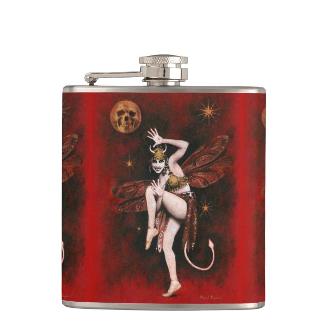 Petaca Señora Flask del diablo del vintage (Anverso)