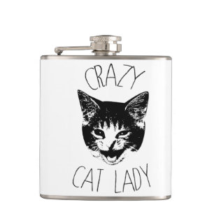Petaca Señora loca del gato, cara divertida del gatito