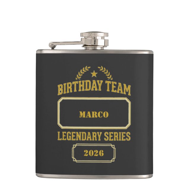 Petaca Serie Legendaria Personalizada de Oro Cumpleaños (Anverso)