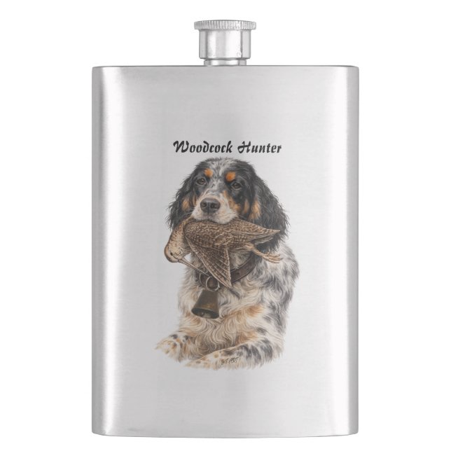 Petaca Setter Inglés, Caza de Chocha ,Arte Canino (Anverso)