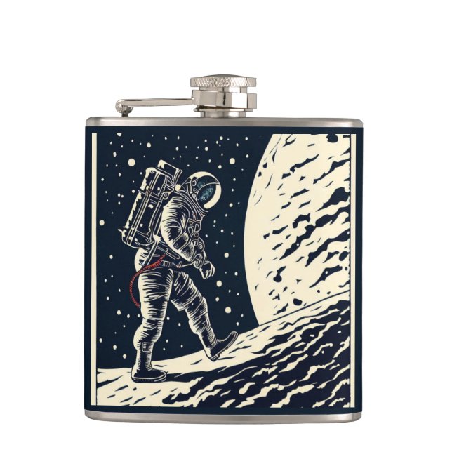 Petaca SF - Astronauta en Spacewalk Woodcut 1 (Anverso)